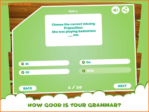 Learning Prepositions Quiz App screenshot