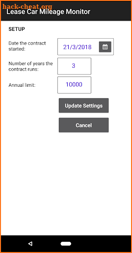 Lease Car Mileage Monitor screenshot