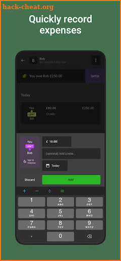 lendhelper: track shared costs screenshot