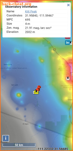 Light pollution map screenshot