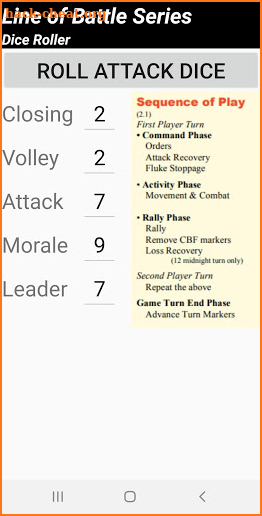 Line of Battle Dice Roller screenshot