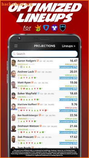 LineStar DFS - Daily Fantasy Sports Analytics screenshot