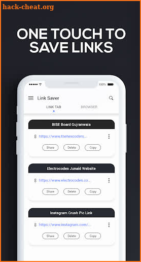 LinkSaver: Save Links Save Urls copy to clipboard screenshot
