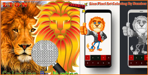 Lion Pixel Art Coloring By Number screenshot