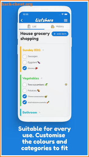 Listshare shared shopping list screenshot