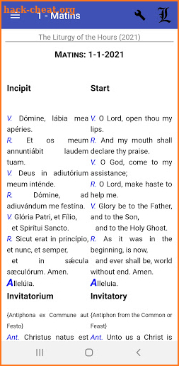 Liturgy of the Hours (2021) Latin / English screenshot