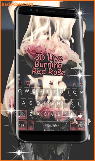 Live 3D Burning Red Rose Keyboard Theme screenshot