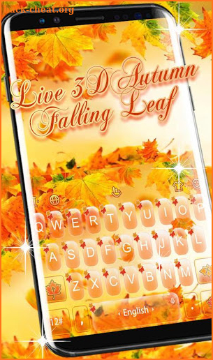 Live 3D Golden Autumn Falling Leaf Keyboard Theme screenshot