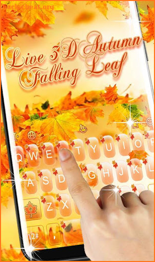 Live 3D Golden Autumn Falling Leaf Keyboard Theme screenshot