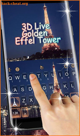 Live 3D Golden Eiffel Tower Keyboard Theme screenshot