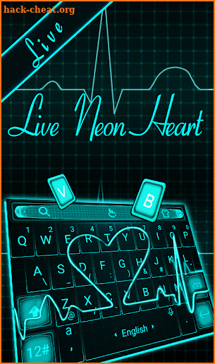 Live 3D Neon Heart Keyboard Theme screenshot