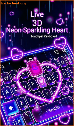 Live 3D Neon Sparkling Heart Keyboard Theme screenshot