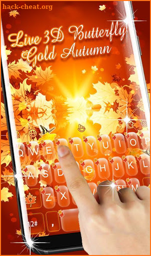 Live Butterfly Gold Autumn Leaves Keyboard Theme screenshot