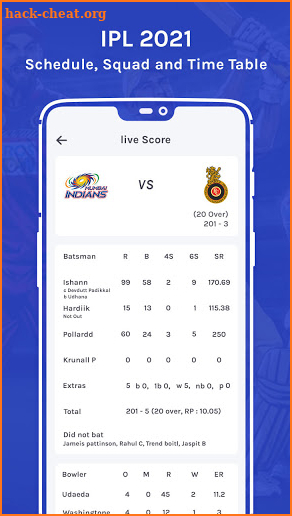 Live Cricket Score for IPL 2021 screenshot