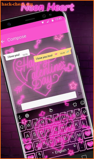 Live Neon Heart Keyboard Theme screenshot