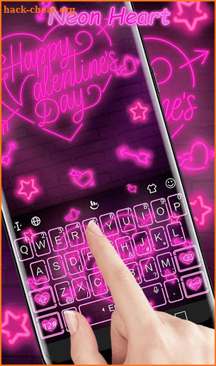 Live Neon Heart Keyboard Theme screenshot