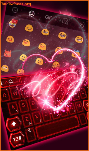 Live Neon Red Heart Keyboard Theme screenshot