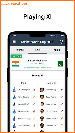 Live Score: Cricket WorldCup 2019 screenshot