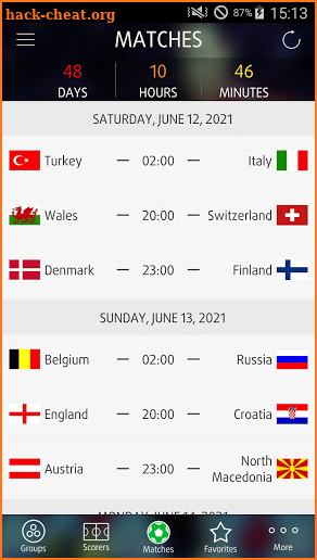 Live Scores for Euro 2021 screenshot