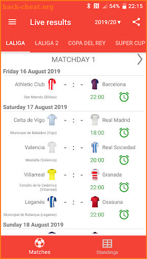 Live Scores for La Liga Santander 2019/2020 screenshot