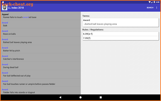 LLUmpires.com Rules Index 2018 screenshot