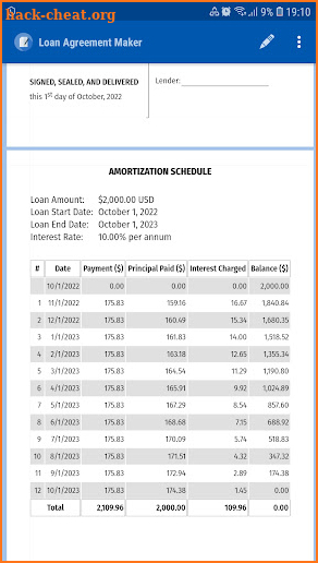 Loan Agreement Maker screenshot