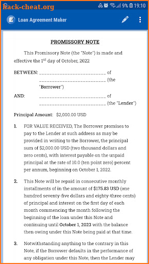 Loan Agreement Maker screenshot