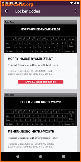 Locker Codes screenshot