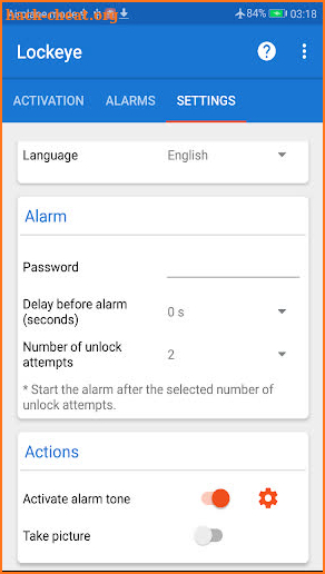 Lockeye : Wrong password alarm & Anti-theft alarm screenshot