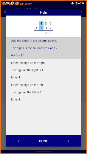 Long Addition screenshot