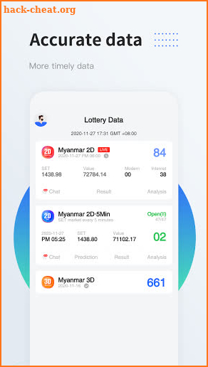 Lottery data screenshot