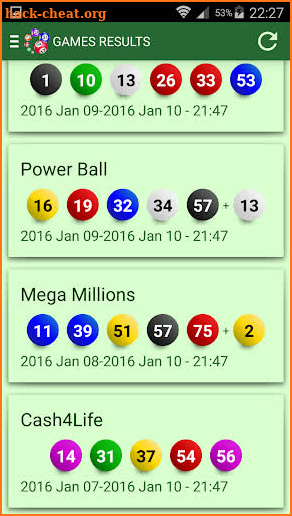 Lottery statistics with generator and results screenshot