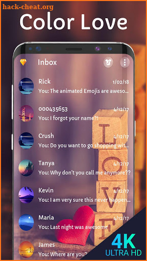 Love Color SMS theme screenshot