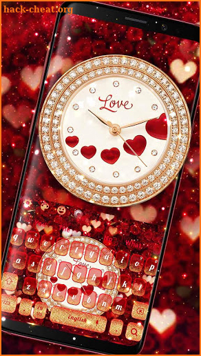 Love Diamond Glitter Clock Keyboard Theme screenshot