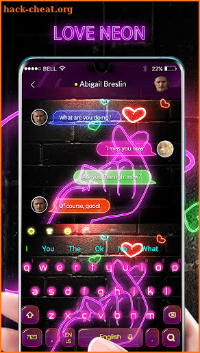 Love Gesture Neon Keyboard screenshot