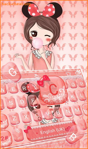 Lovely Bowknot Girl Keyboard Theme screenshot