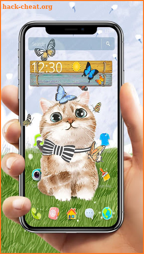 Lovely Cat Chasing Butterflies Theme screenshot