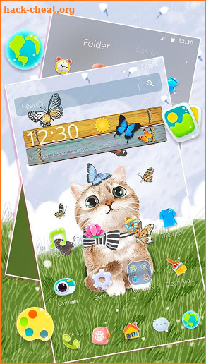 Lovely Cat Chasing Butterflies Theme screenshot