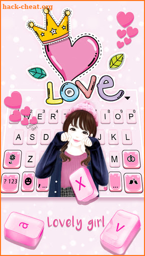 Lovely Cute Girl Keyboard Background screenshot