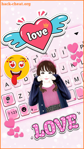 Lovely Cute Girl Keyboard Background screenshot