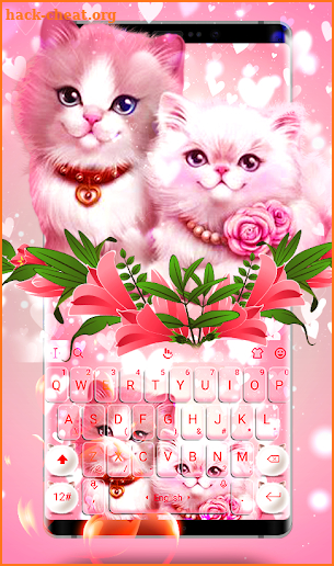 Lovely Cute Pink Kitty Cat Keyboard Theme screenshot