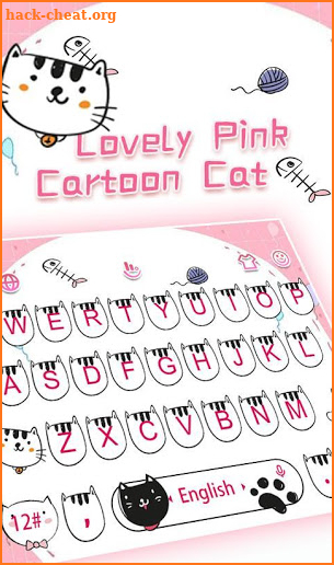 Lovely Pink Cartoon Cat Keyboard Theme screenshot