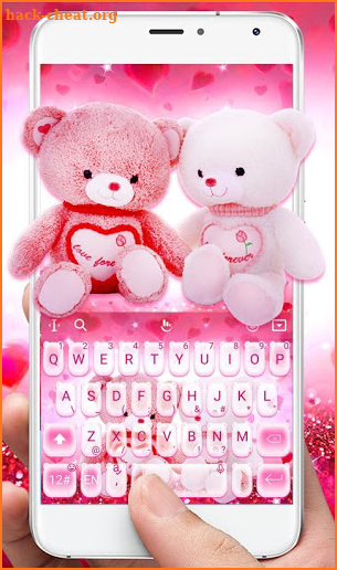 Lovely Pink Teddy Bear Keyboard Theme screenshot