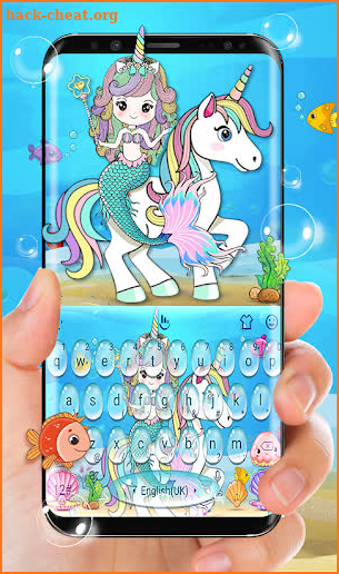 Lovely Unicorn Mermaid Keyboard Theme screenshot