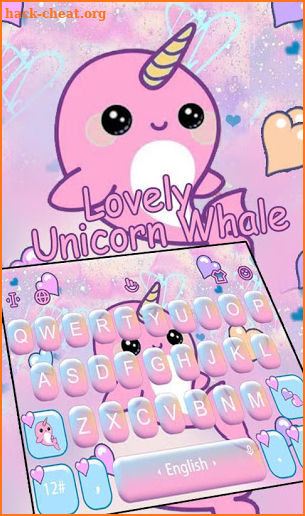 Lovely Unicorn Whale Keyboard Theme screenshot