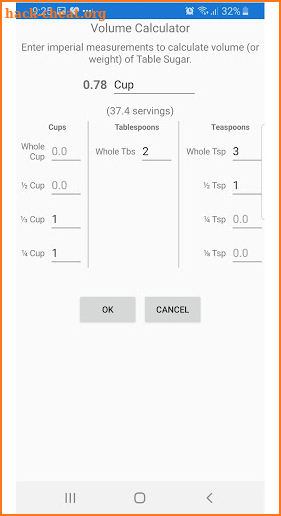 Low Carb Sweetener Conversion Calculator screenshot