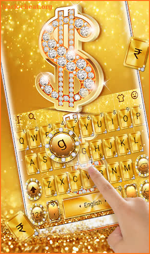 Lustrous Gold Diamond Dollar Keyboard Theme screenshot