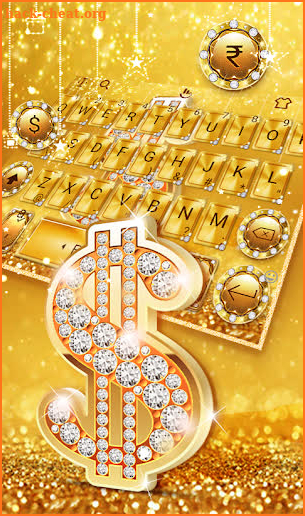 Lustrous Gold Diamond Dollar Keyboard Theme screenshot