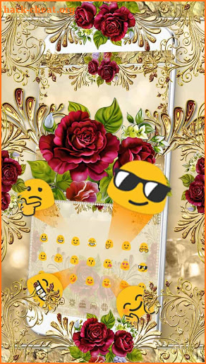 Luxurious Golden Pattern Rose Keyboard screenshot