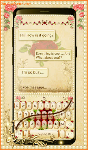 Luxurious Red Rose Golden Keyboard Theme screenshot